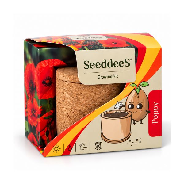 SeeddeeS growing kit cork pot - Poppy